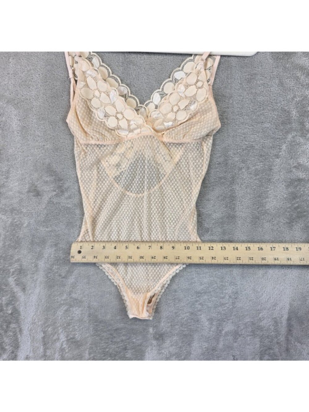 Aerie Bodysuit Womens M Beige Floral Lace Sheer Mesh Adjustable Strap Lined - Picture 8 of 8